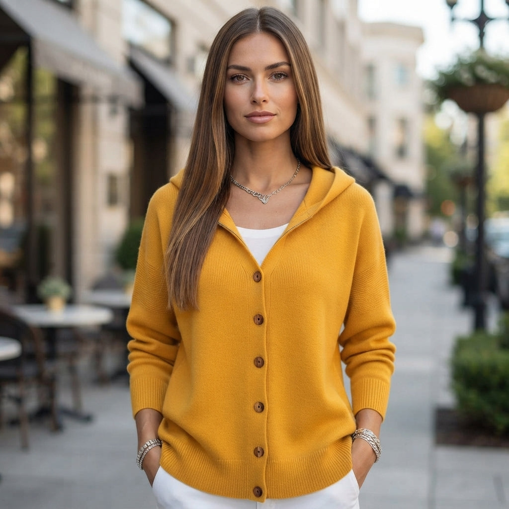 Classic Hooded Button Front Cardigan