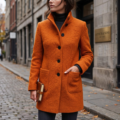 Elegant Button Front Longline Collared Coat