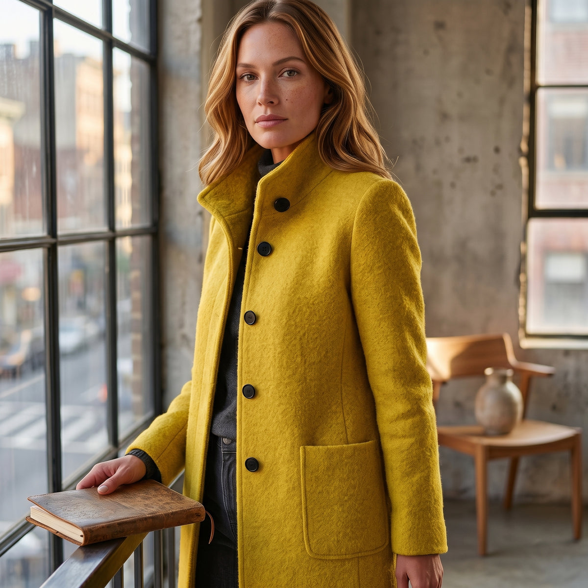 Elegant Button Front Longline Collared Coat