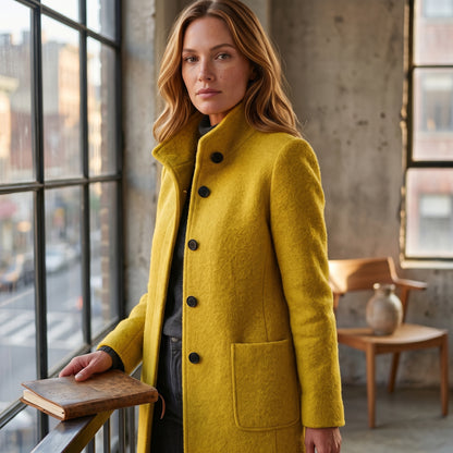 Elegant Button Front Longline Collared Coat