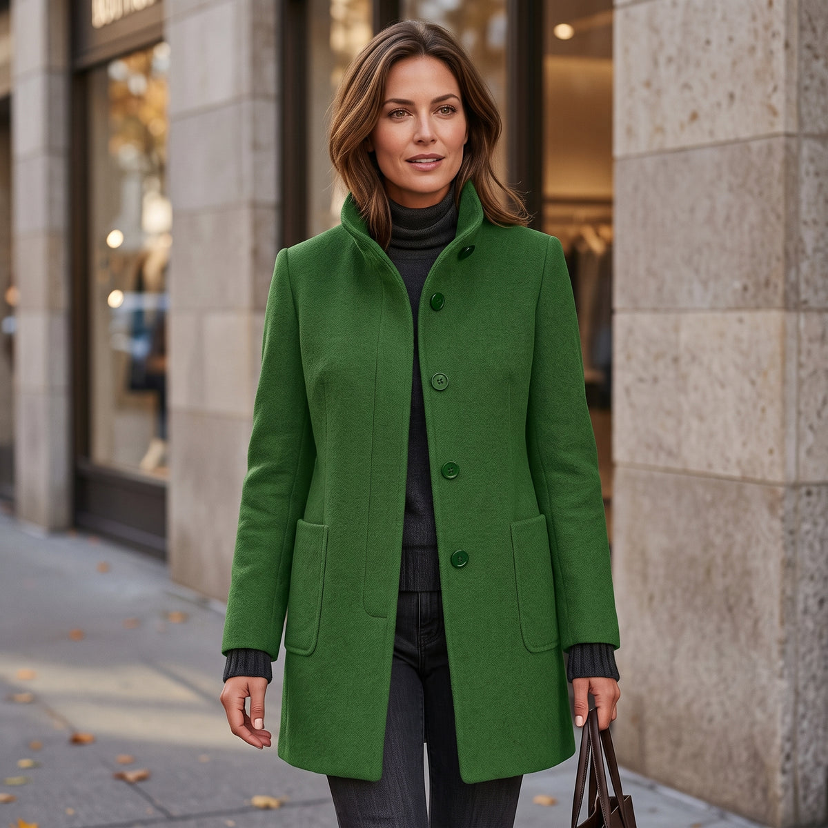 Elegant Button Front Longline Collared Coat