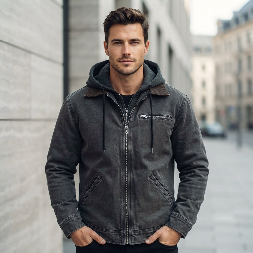 Hooded Full Zip Pocket Casual Jacket