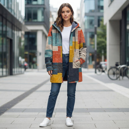 Printed Hooded Full Zip Casual Jacket