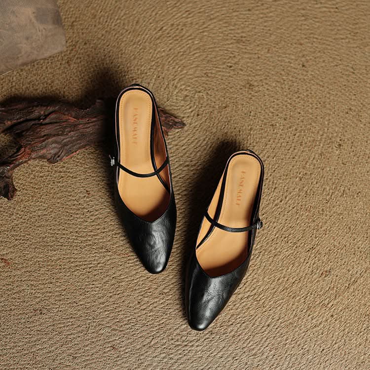 Lace Mules With a Peep-Toe Finish