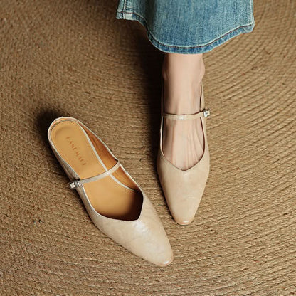 Lace Mules With a Peep-Toe Finish