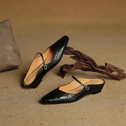 Lace Mules With a Peep-Toe Finish