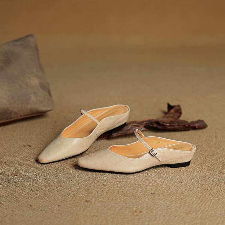 Lace Mules With a Peep-Toe Finish