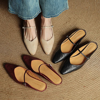Lace Mules With a Peep-Toe Finish