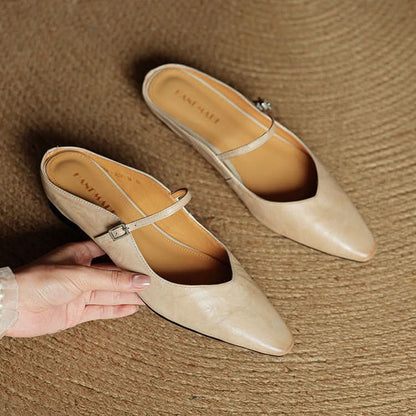 Lace Mules With a Peep-Toe Finish