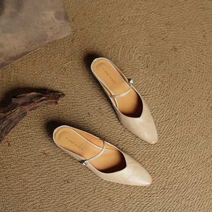 Lace Mules With a Peep-Toe Finish