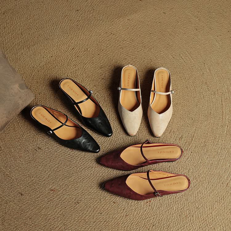 Lace Mules With a Peep-Toe Finish