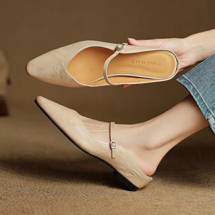 Lace Mules With a Peep-Toe Finish