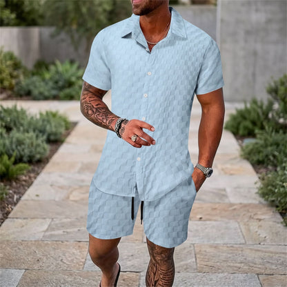 Casual Summer Shirt Shorts Set