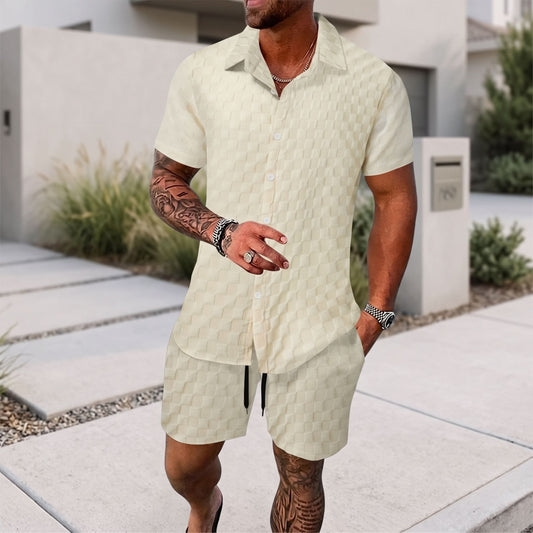 Casual Summer Shirt Shorts Set