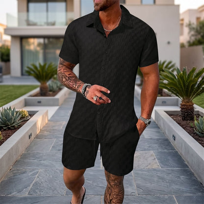 Casual Summer Shirt Shorts Set