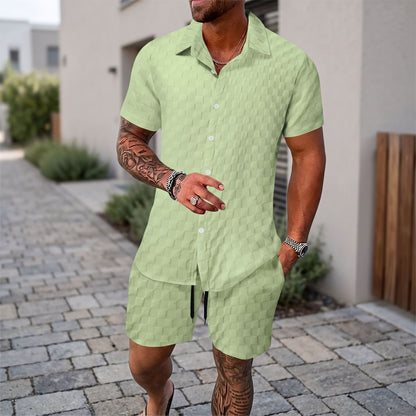 Casual Summer Shirt Shorts Set