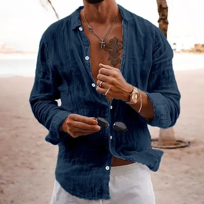 Classic Button Front Shirt with Long Sleeve Design