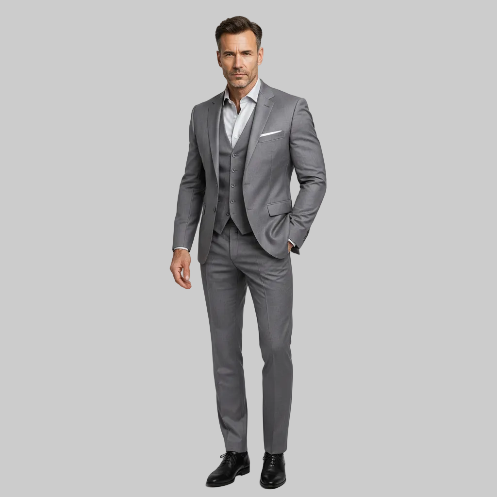 Refined Three-Piece Suit Set with Waistcoat & Slim Fit Trousers 2