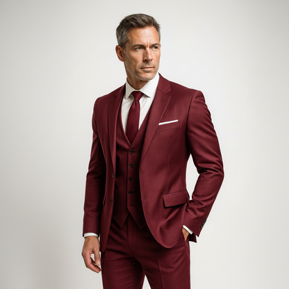 Refined Three-Piece Suit Set with Waistcoat & Slim Fit Trousers 3