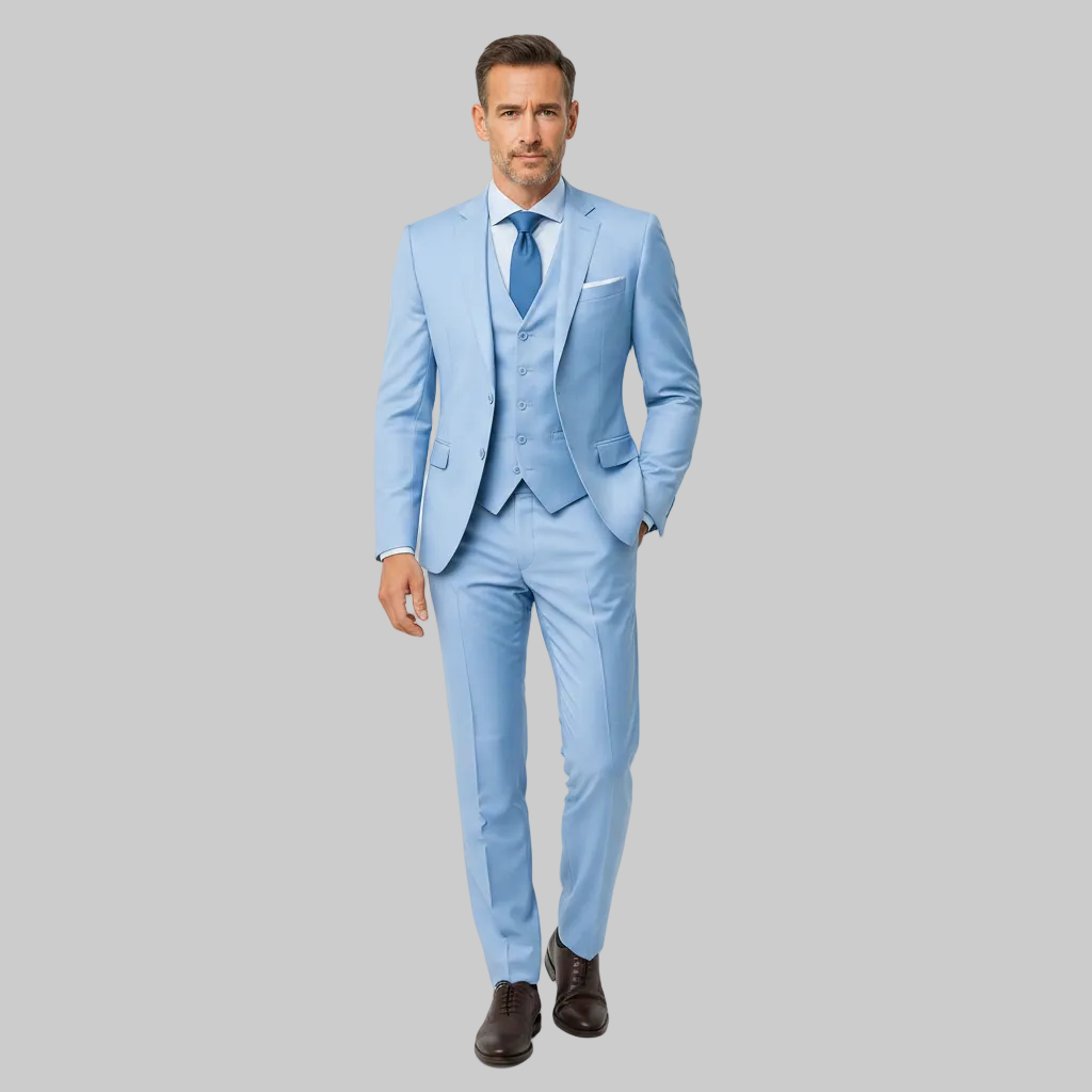 Refined Three-Piece Suit Set with Waistcoat & Slim Fit Trousers 4