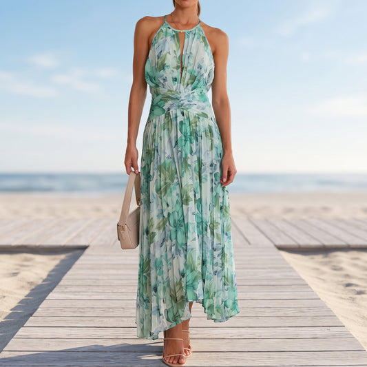 Halter Neck Floral Maxi Dress