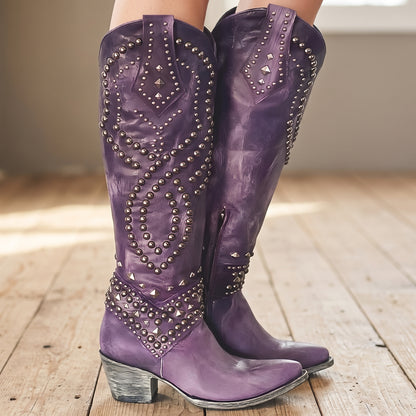 Studded Tall Cowboy Boots