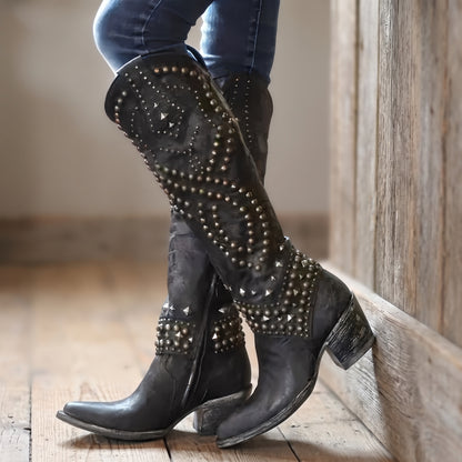 Studded Tall Cowboy Boots