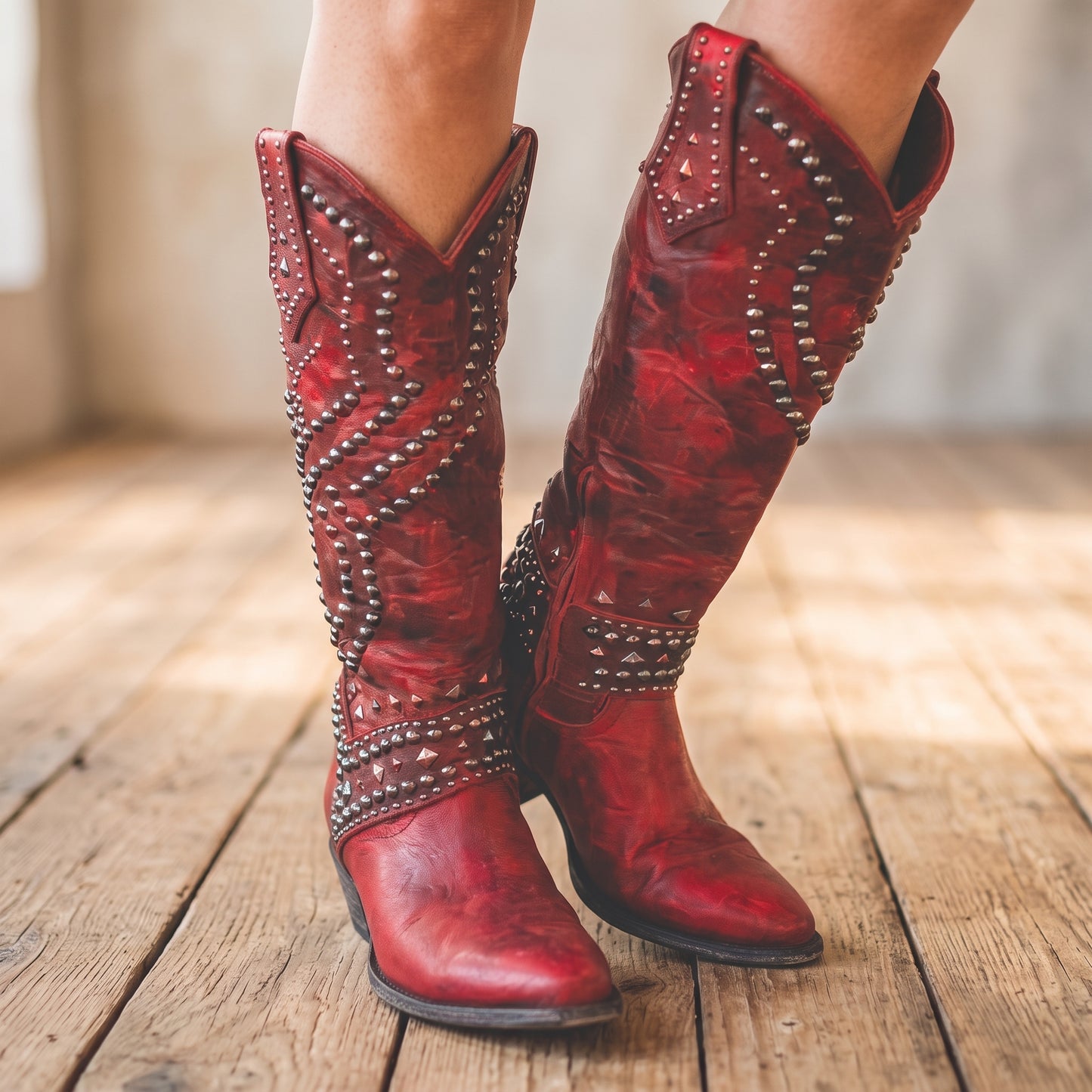 Studded Tall Cowboy Boots