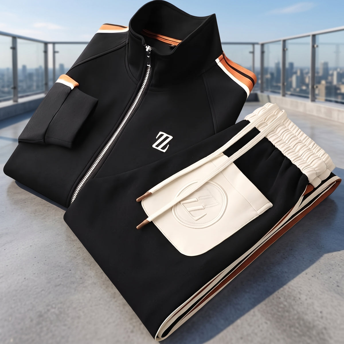 Casual Zip-Up Tracksuit Set