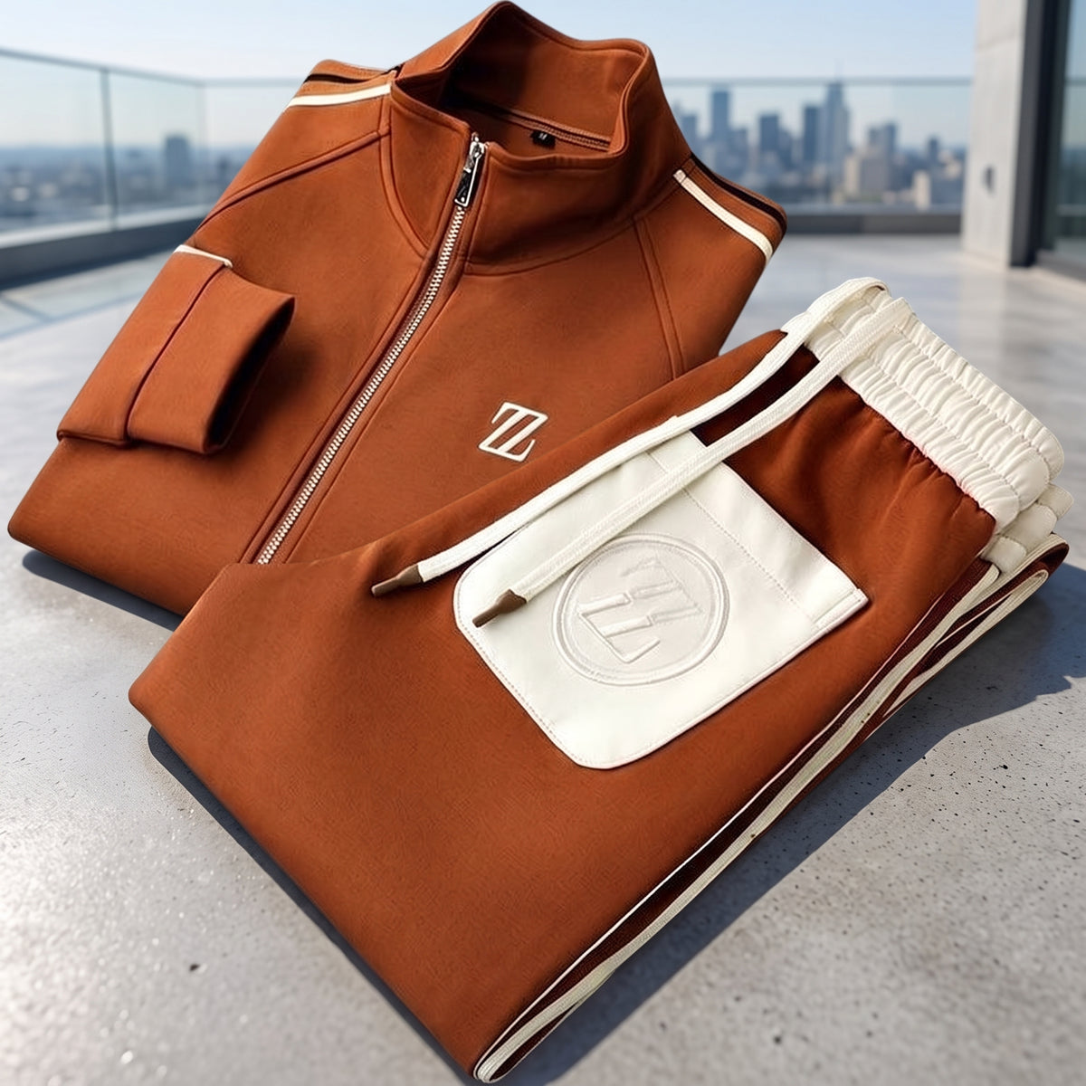 Casual Zip-Up Tracksuit Set