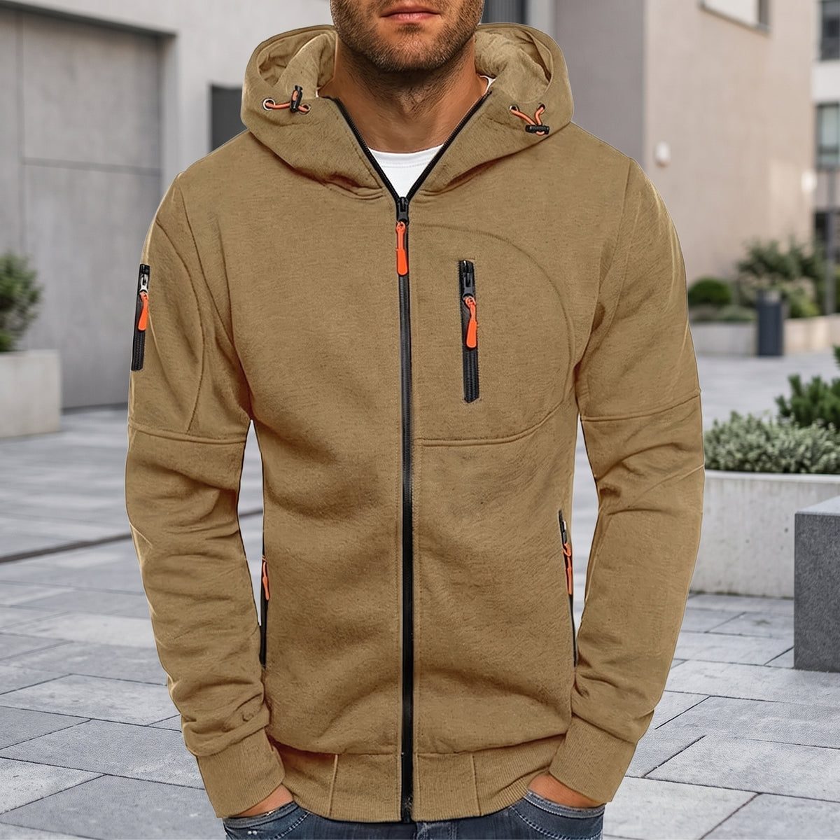 Hooded Casual Zip-Up Jacket