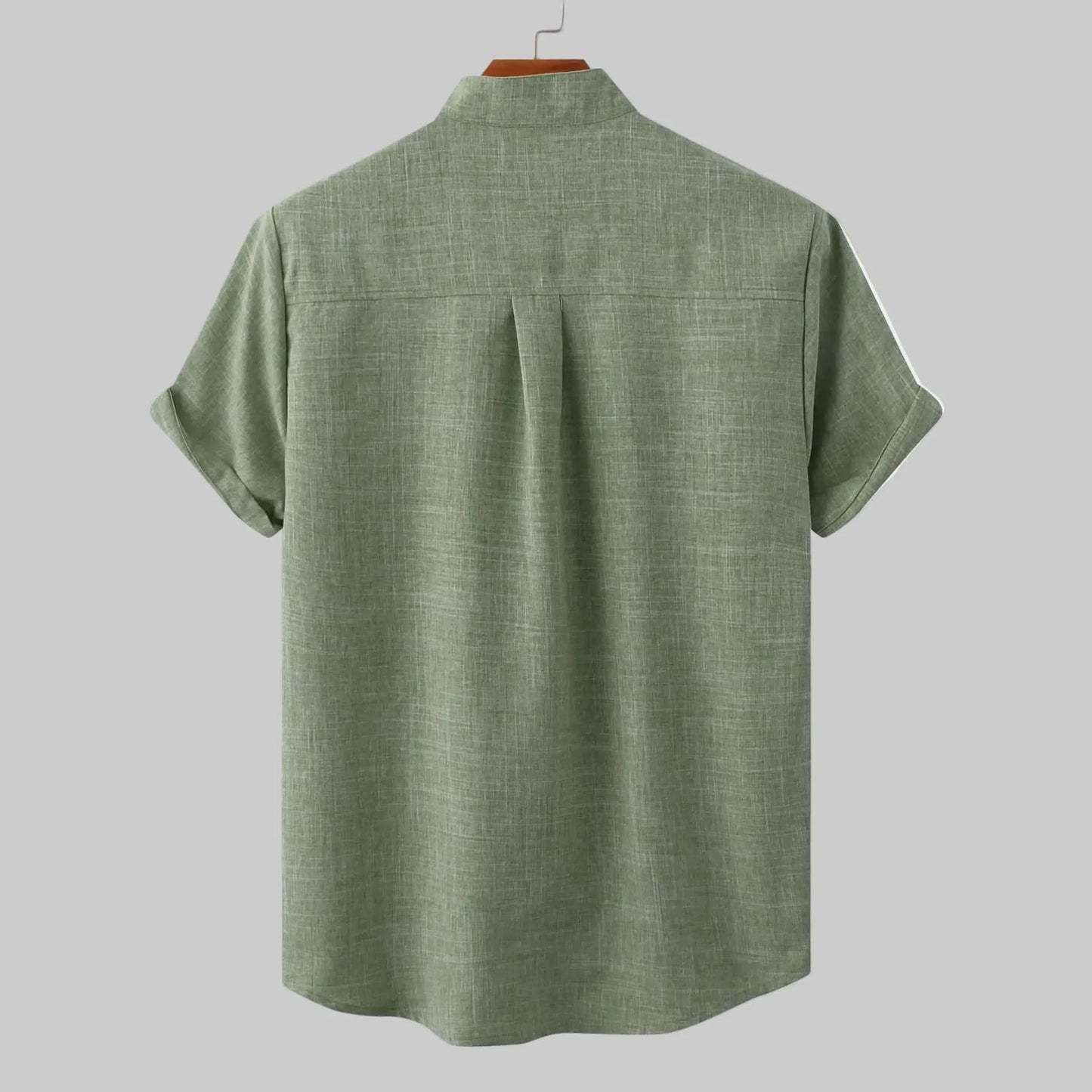 Relaxed Fit Collarless Shirt for Warm Weather Comfort