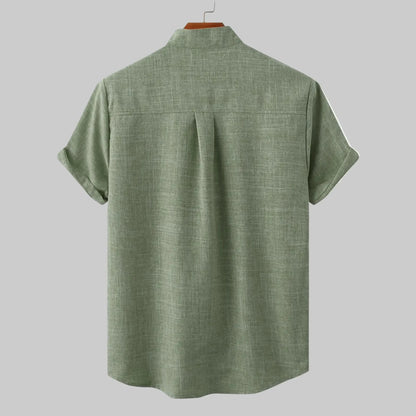 Relaxed Fit Collarless Shirt for Warm Weather Comfort