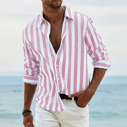 Relaxed Fit Striped Shirt with Long Sleeve Styling