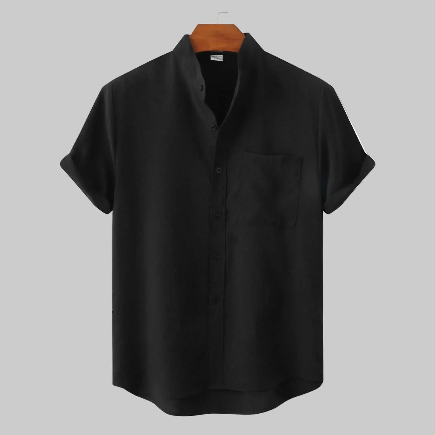 Relaxed Fit Collarless Shirt for Warm Weather Comfort