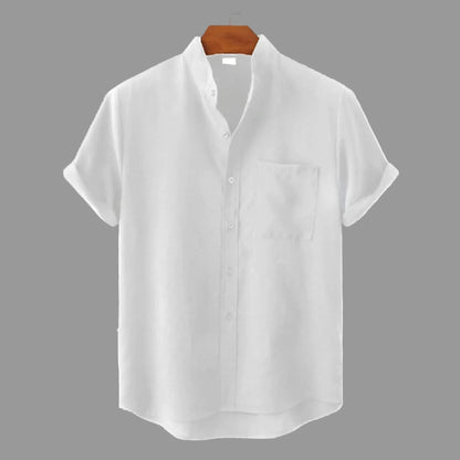 Relaxed Fit Collarless Shirt for Warm Weather Comfort