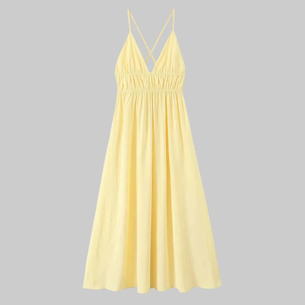 V-Neck Sling Dress with Graceful Midi Length