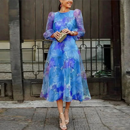 Elegancka sukienka midi w kwiaty
