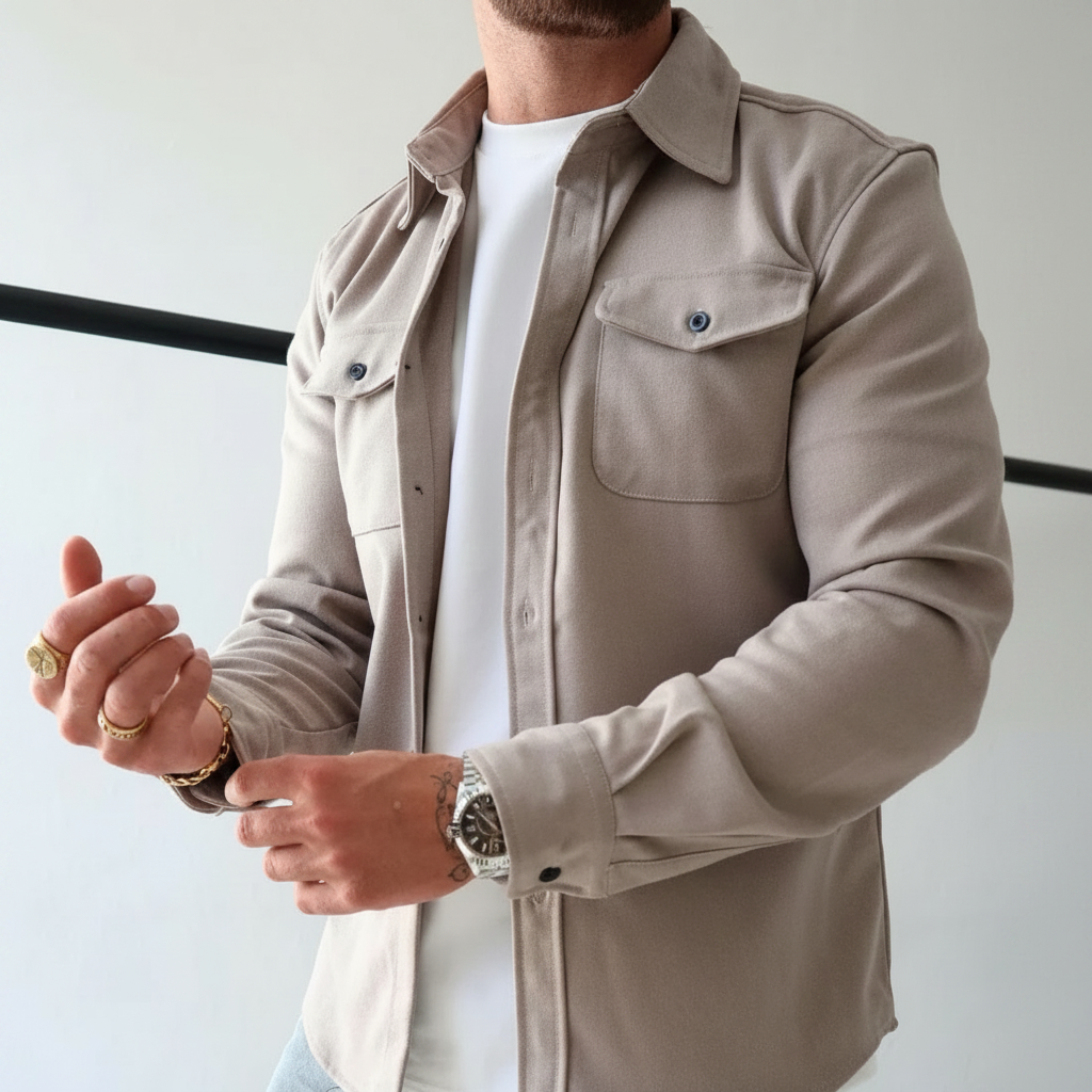 Stylish Casual Shirt Jacket with Button Closure & Chest Pockets 0