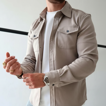 Stylish Casual Shirt Jacket with Button Closure & Chest Pockets 0