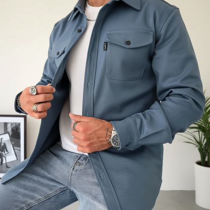 Stylish Casual Shirt Jacket with Button Closure & Chest Pockets 2