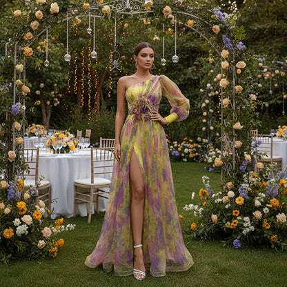 High Slit Dress with Sophisticated Asymmetrical Style