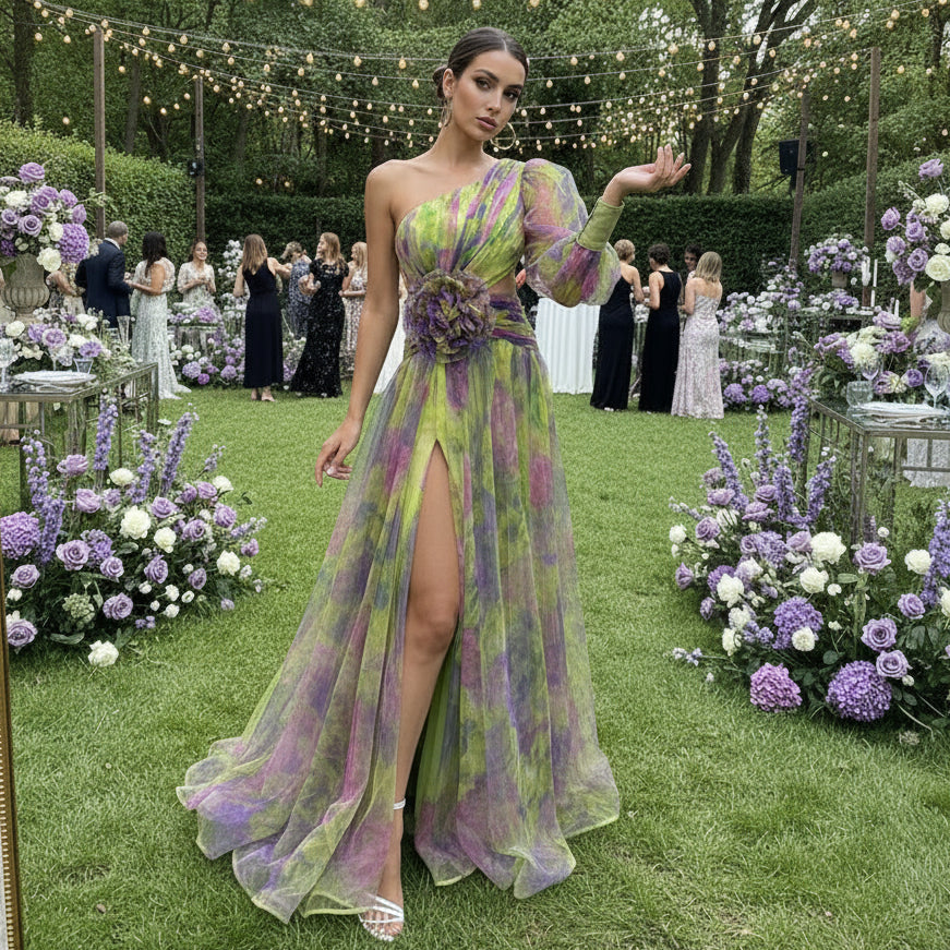 High Slit Dress with Sophisticated Asymmetrical Style