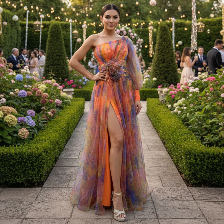 High Slit Dress with Sophisticated Asymmetrical Style