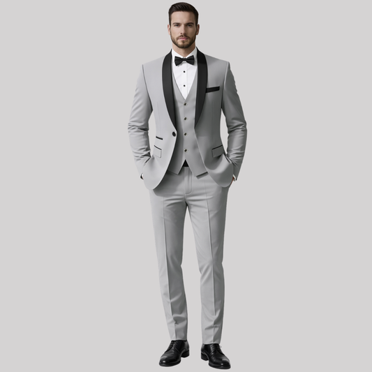 Tailored Three-Piece Suit with Shawl Lapel for Summer Weddings 0