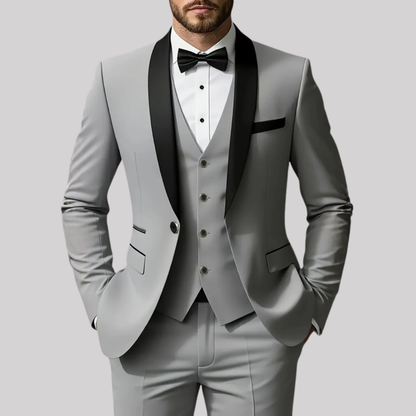 Tailored Three-Piece Suit with Shawl Lapel for Summer Weddings 1