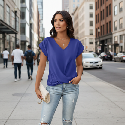 Gathered V-Neck Women's Top