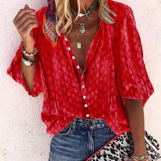 Trendy Summer Blouse - Lightweight Button-Up Top for Versatile Styling 0
