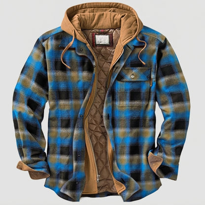 Hooded Plaid Button Front Casual Jacket
