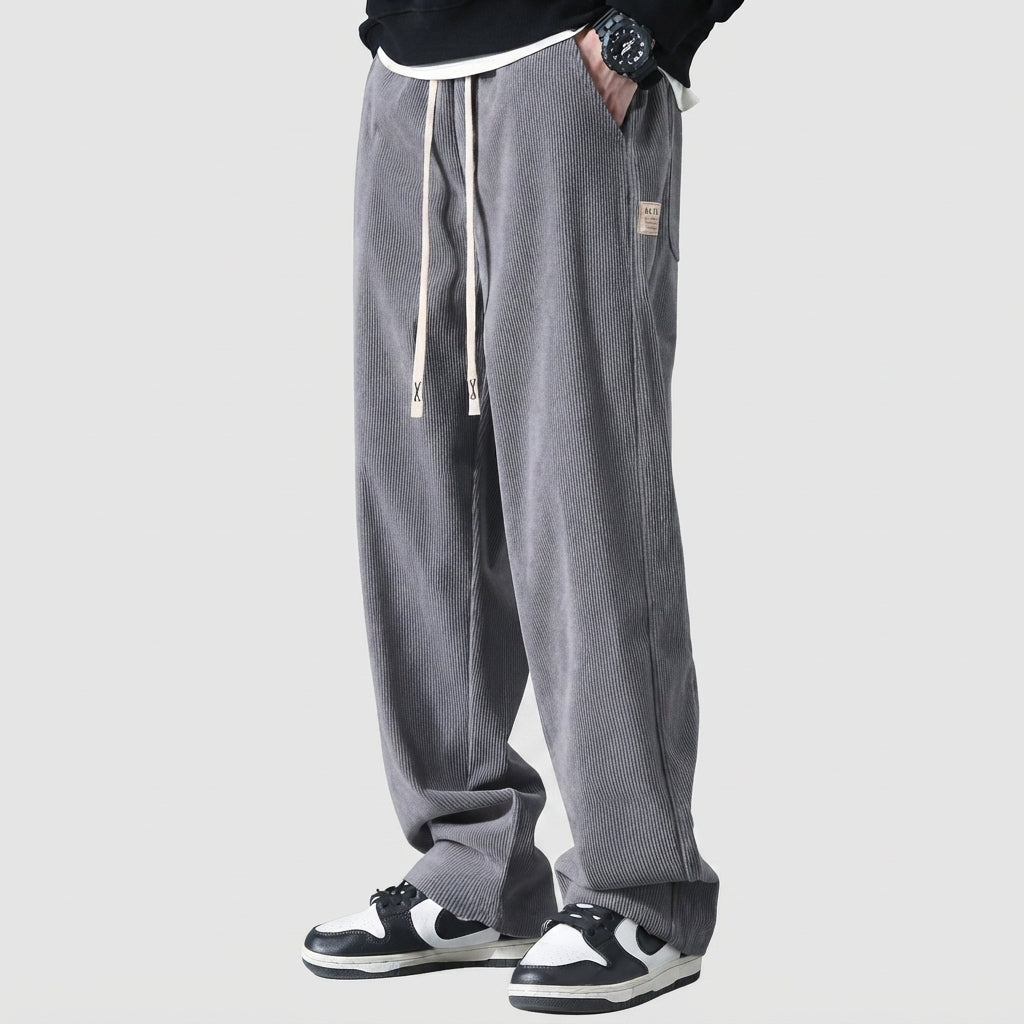 Relaxed Drawstring Wide Leg Casual Pants